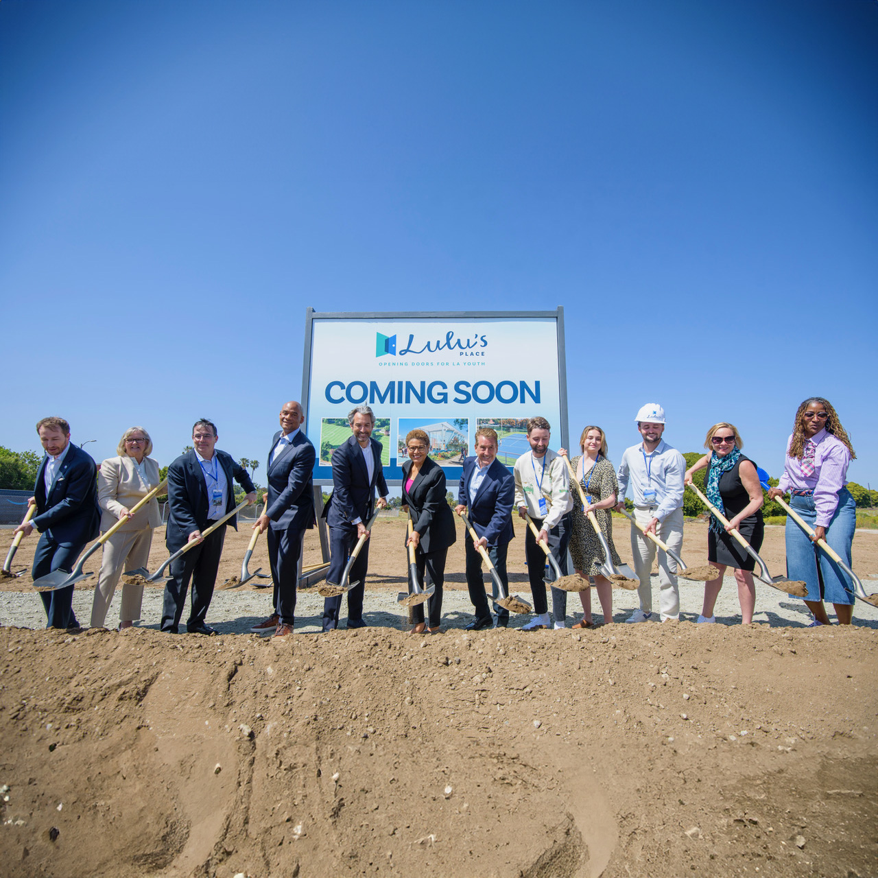 Ceremonial groundbreaking with all the speakers from the event at Lulu's Place in Los Angeles