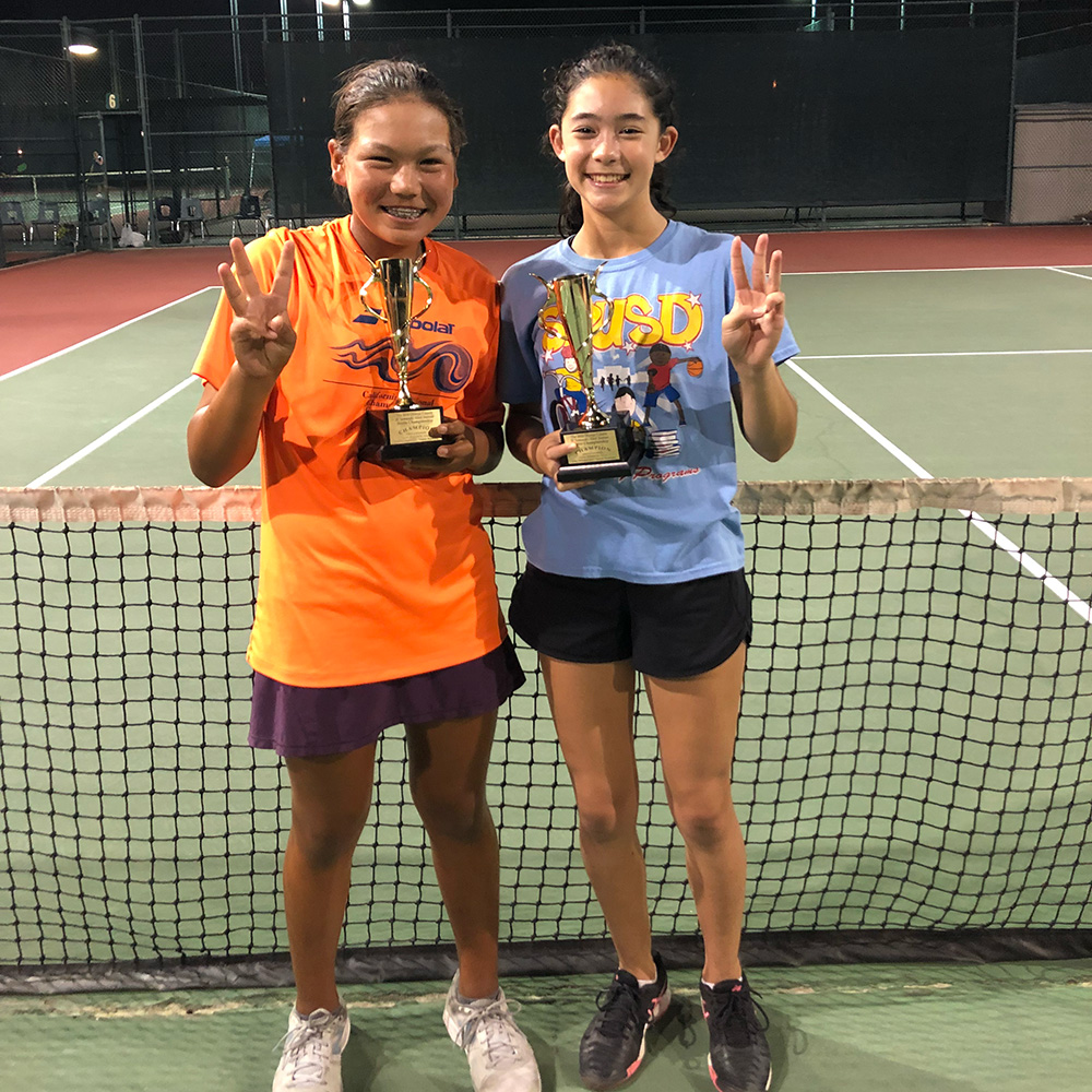 Kate Fakih and Olivia Center as junior tennis players