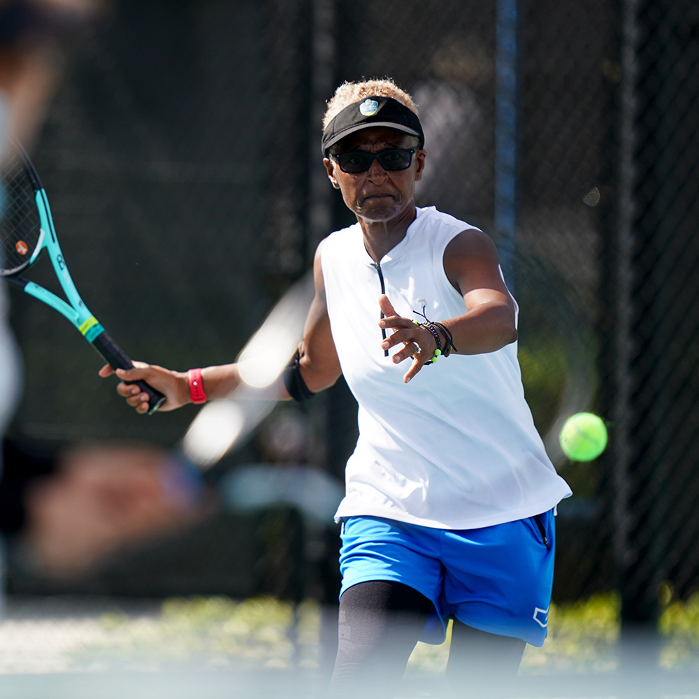 Tanya Robinson playing tennis