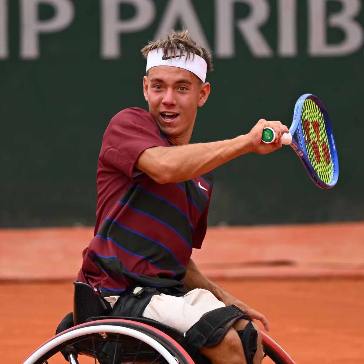 Charlie Cooper in action at the junior wheelchair boys' final in Roland Garros