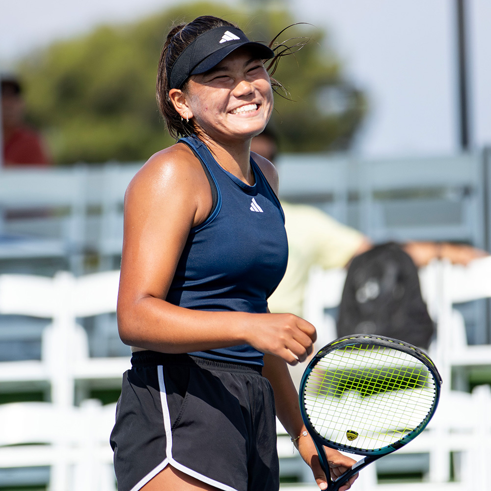 Kate Fakih smiles at the 2024 USTA Billie Jean King Girls’ 18s National Championships