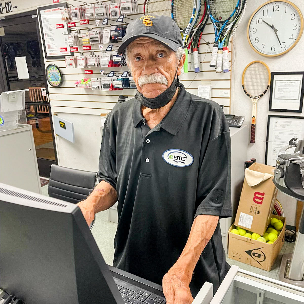 90 year old Richard Alston working at El Dorado Tennis Center