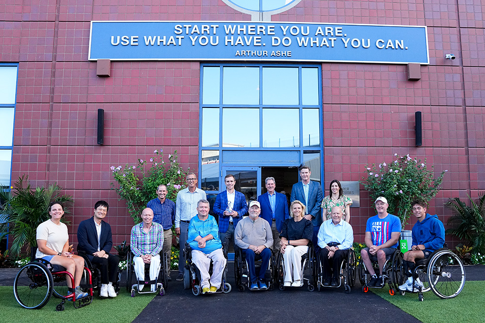 Group of wheelchair tennis leaders and players honored in Flushing, NY as USTA receives 2024 ITF Brad Parks Award.