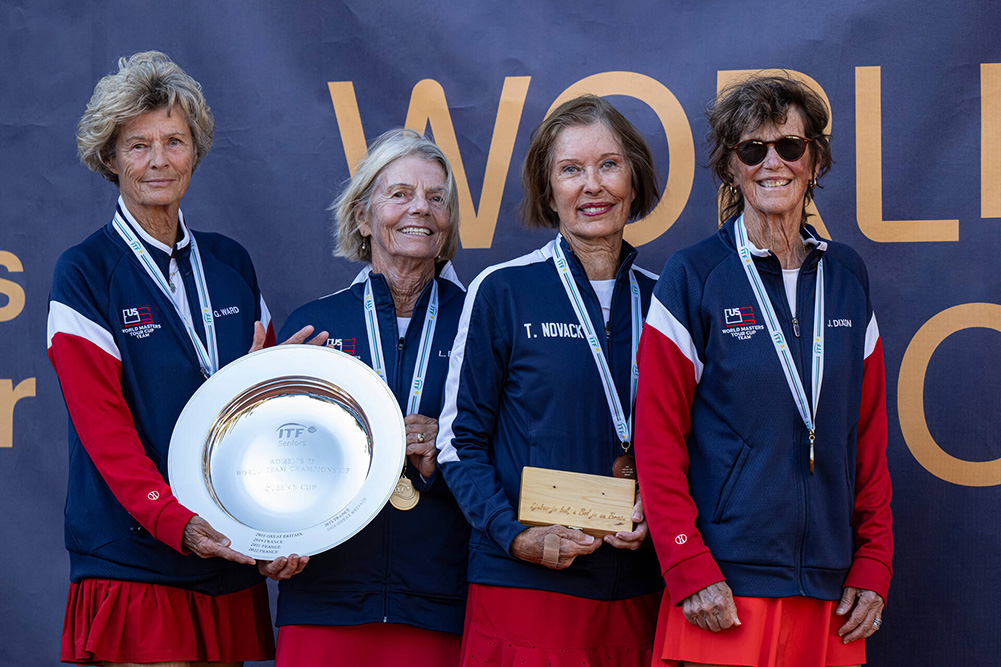 2025 ITF Tennis Masters World Championships Queens Cup (W75) Champions L-R (Gwenda Ward, Liane Bryson, Toni Novack and Judy Dixon)