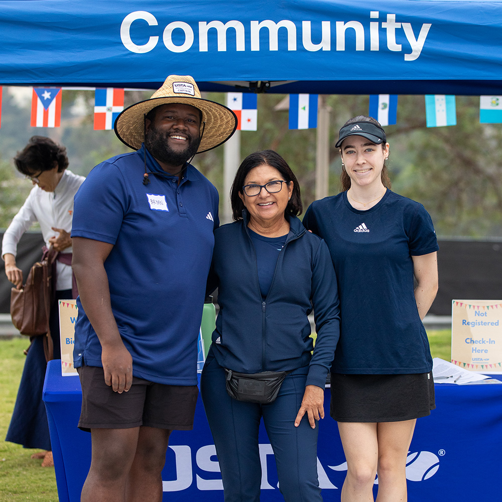 Esther Avila-Hendershott with Bryan Hudson and Camille Hanson at a USTA SoCal Community event