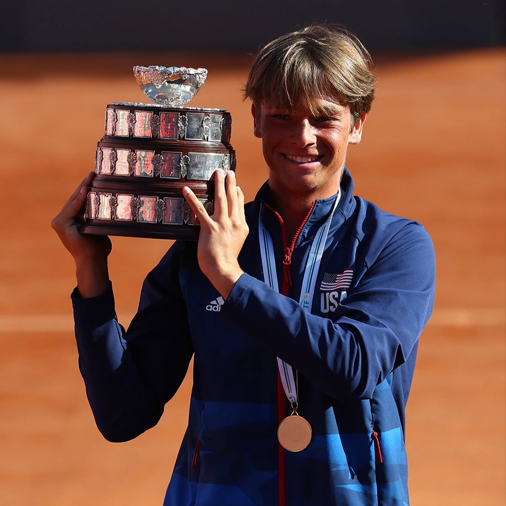 Andrew Johnson holding the Junior Davis Cup 2025 trophy
