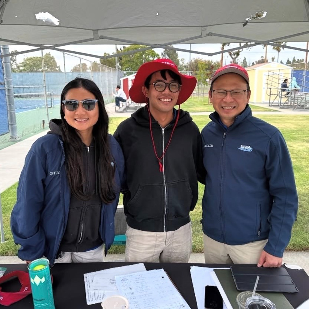 Sophie Tong, Justin Nguyen, and Tan Ton tennis officials in Southern california