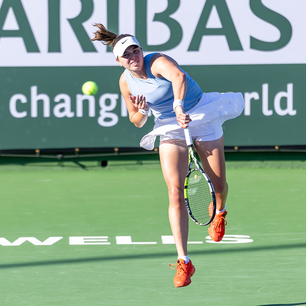 Kayla Day in action at the BNP Paribas Open 2026