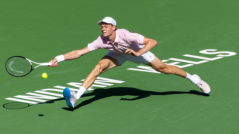 Jannik Sinner playing at the BNP Paribas Open in Coachella Valley