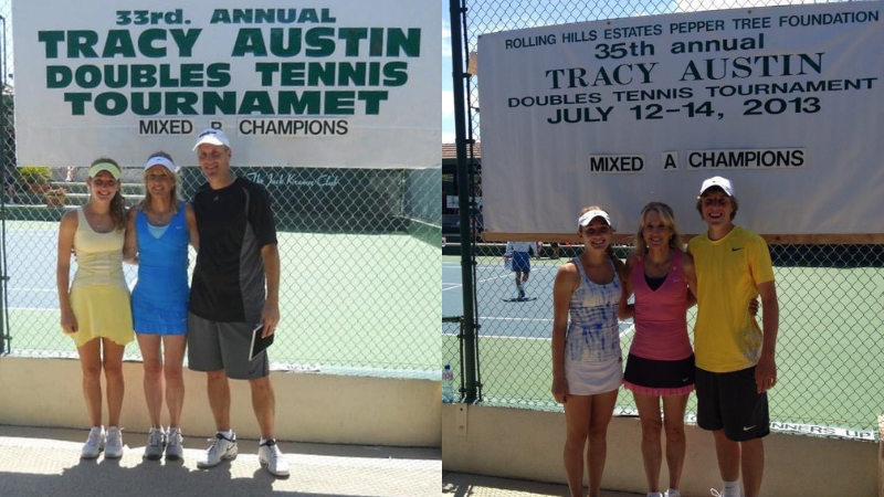 Riley Shear with her father Peter Morgan, Tracy Austin, and Dylan Holt at the Tracy Austin Doubles Tournament.