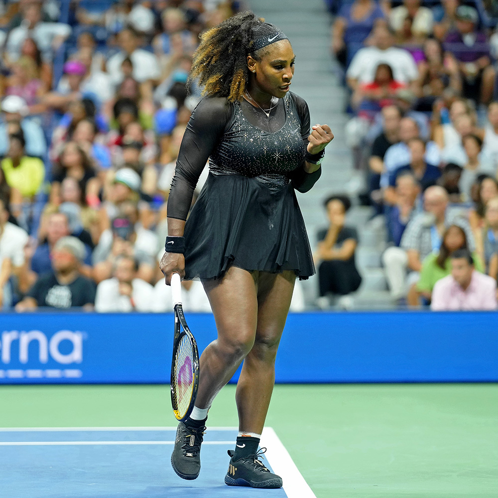 Serena Williams fist pumps during her 2022 US Open farewell singles match