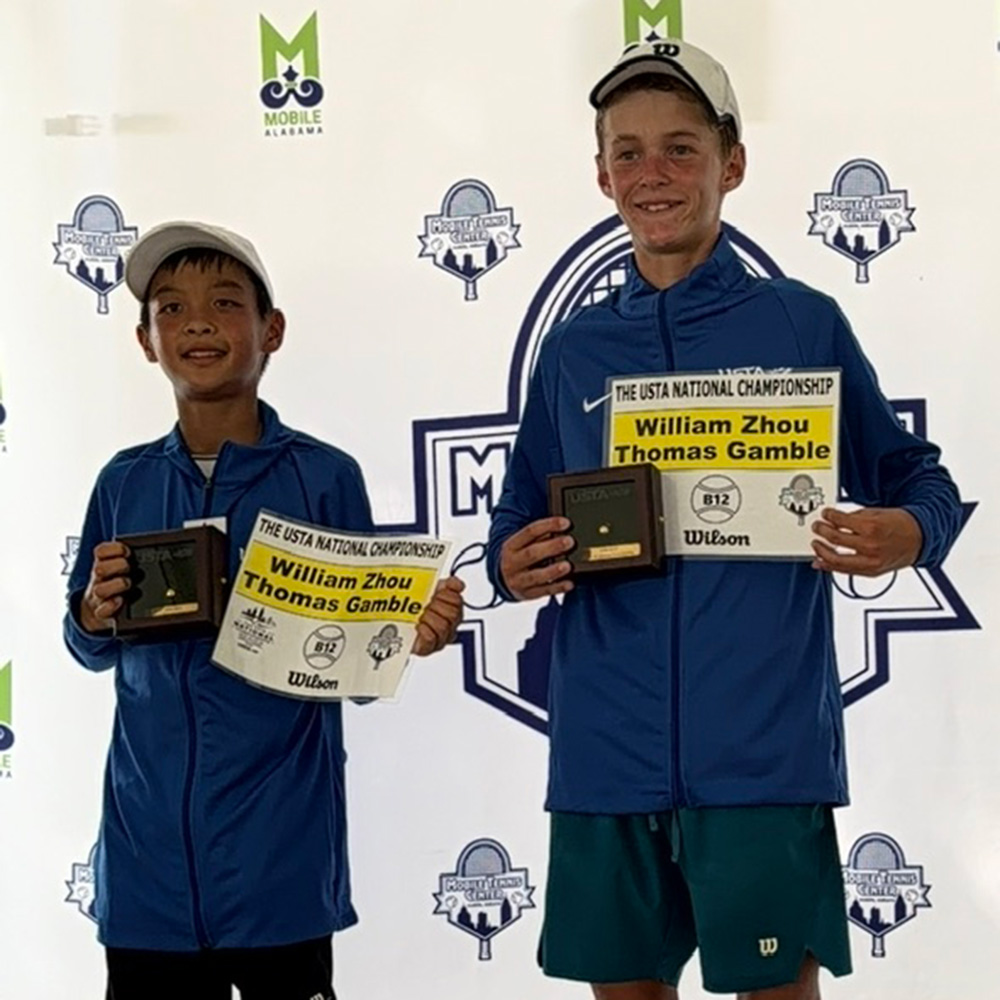 William Zhou/Thomas Gamble: Boys’ 12 Doubles Champion: L1 Mobile, AL