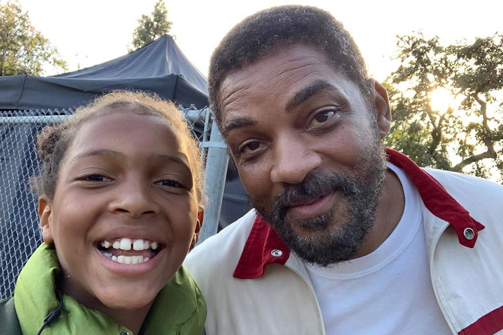 Thea Frodin with Will Smith on the set of King Richard