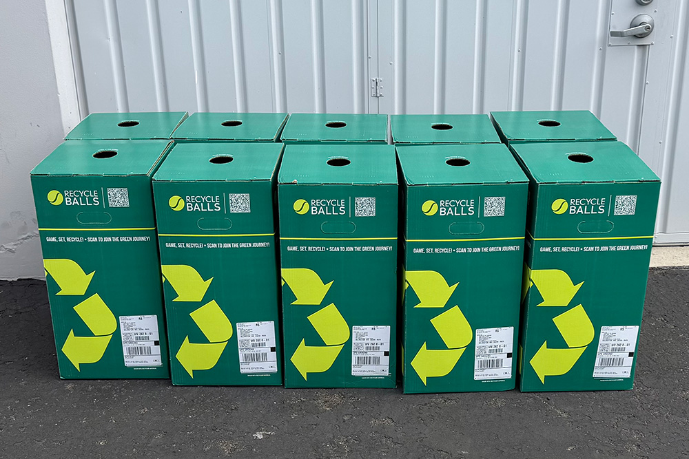 RecycleBall donation boxes for collecting tennis balls
