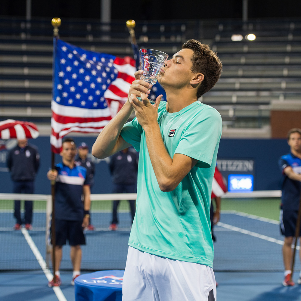 Taylor Fritz defeats Tommy Paul on Court 17 at the 2015 US Open at the Billie Jean King National Tennis Center in Flushing, NY