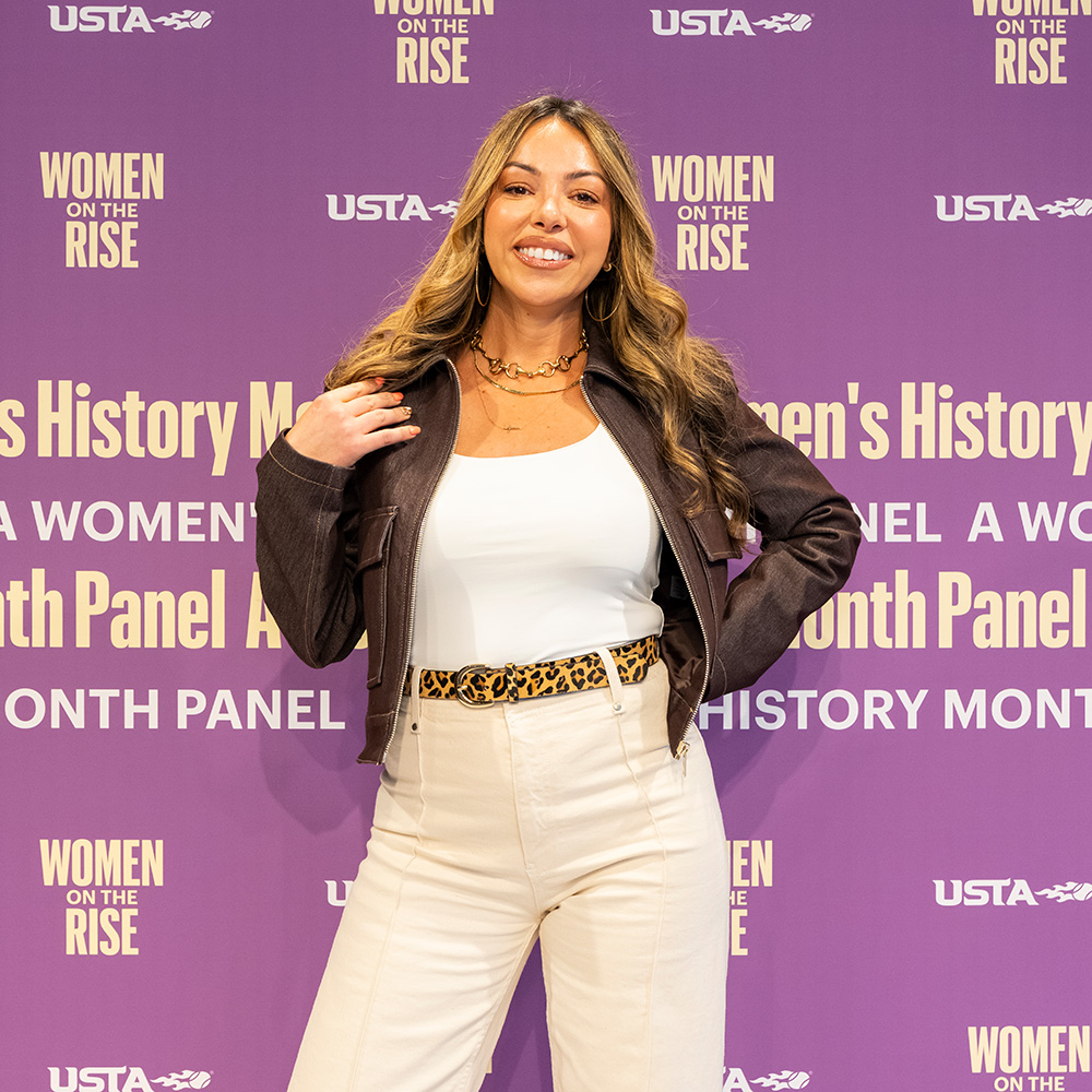 Co-founder of richsport inc. Sarah Koudouzian poses before the USTA Women on the Rise panel on Thursday, March 19, 2026 at the USTA Offices in New York, New York.
